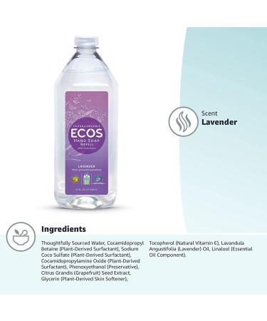 ECOS Hypoallergenic Lavender Hand Soap 32oz Refill | Eco-Friendly by Earth Friendly Products - Buy Online on GoSupps.com