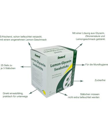Romed Oral Care Swabs - Lemon Flavor Glycerin Swabsticks (75 Pieces) | International Shipping Available - Buy Online on GoSupps.com