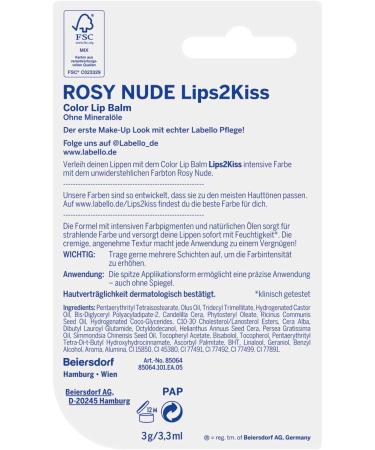 Labello Lips2Kiss Color Rosy Nude Lip Balm - Intense Color - Lipstick with Real Labello Care - Skin Tone - Buy Online on GoSupps.com