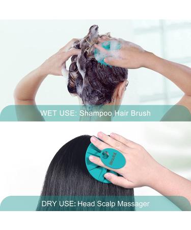 BEAUTAIL Hair Scalp Massager Shampoo Brush | Soft Silicone Exfoliator for Dandruff Removal & Hair Growth | Shower Scrub Tool for Women, Men & Pets - Blue - Buy Online on GoSupps.com