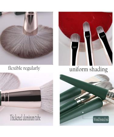 14-Piece Professional Makeup Brush Set - Complete Cosmetics Kit with Wooden Handles | Eyeshadow Blush & More - Easy to Wear & Store (Green) - Buy Online on GoSupps.com