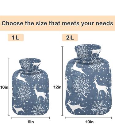 Naanle Christmas Hirsch Snowflake Hot Water Bottle 2L Heat & Cold Therapy Large Transparent Cover for Pain Relief Ideal for Bed & Foot Warmth - Buy Online on GoSupps.com