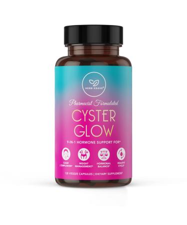 Herb Krave-Cyster Glow 9-in-1 PCOS Supplements for Women, Myo-Inositol & D-Chiro Inositol 40:1 Plus Folate & DIM-Hormone Balance, Fertility Supplement, Healthy Weight Support & Hormonal Acne Solution