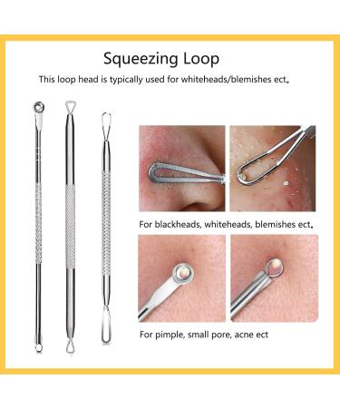 JOLIFILE Pimple Popper Tool 9PCs Spot Popper Comedone Blackhead Remover Kits with Curved Tweezers and Pimple Popper Spot Remover for Facial Skin 9 Count (Pack of 1) - Buy Online on GoSupps.com