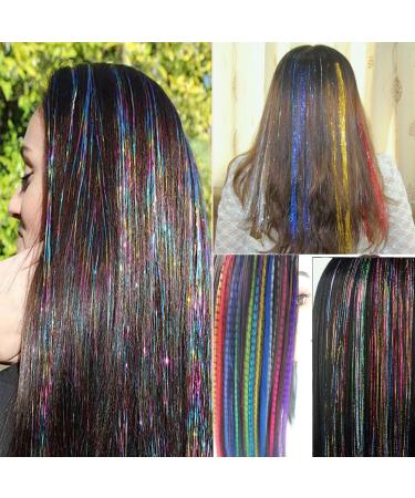 Sparkling Red Tinsel Hair Extensions Kit - 6 Packs, 1380 Strands, 44 Inch - Perfect for Christmas & Parties - Buy Online on GoSupps.com