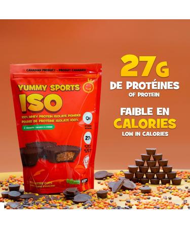 Yummy Sports Whey Protein Powder Isolate - 27g Protein Per Serving - Grass Fed Fast Absorbing Protein - Vegan Zero Sugar Keto Friendly Protein Supplement - 30 Servings 2 LBS - Peanut Butter Cups - Buy Online on GoSupps.com