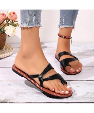 EEUK Orthopedic Women's Dressy Summer Sandals - Comfortable Flat Leather Slippers in Black - 42 EU - Buy Online on GoSupps.com
