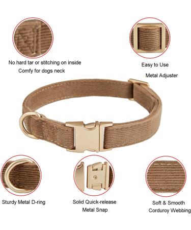 YUDOTE Ultra-Soft Natural Cotton Dog Collar for Small Dogs with Sensitive Skin - Brown (S) | 1 Pack - Buy Online on GoSupps.com