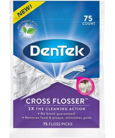 DenTek Cross Flosser Plaque Control Floss Picks X-Shaped 75 Count - Pack of 1 - Buy Online on GoSupps.com