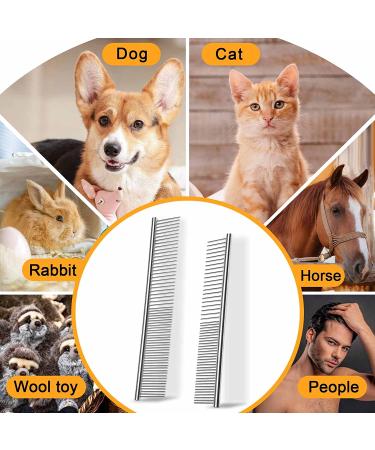 Bealihelp 2 Pack Dog and Cat Combs for Professional Grooming | Stainless Steel Comb with Rounded Tips for Long Haired Pets | Ideal for Greyhounds and Matted Hair | 6.3IN/7.25IN - Buy Online on GoSupps.com