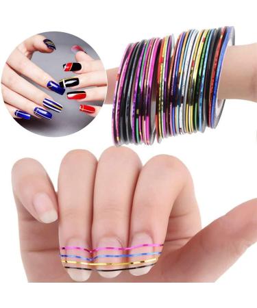 Nail Pen Designer Stamp Nail Art Tool with 15pcs Nail Painting Brushes Nail Dotting Tool Nail Foil Manicure Tape Color Rhinestones for Nails - Buy Online on GoSupps.com