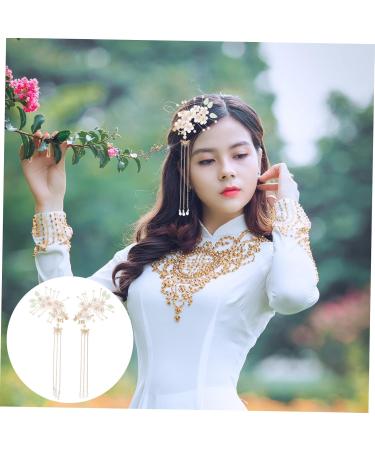 FRCOLOR 2 Pairs antique hairpin headdress flower hair clips hair clips for styling sectioning hair charms wedding hair pearl hair accessories Chinese hair clip alloy Hanfu bride vintage - Buy Online on GoSupps.com