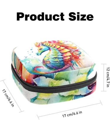 Watercolor Seahorse Sanitary Napkin Storage Bag - Portable Period Pouch for Women & Teens | Multi-colored - Buy Online on GoSupps.com