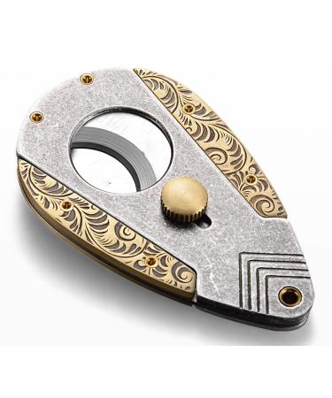 Feilx Cigar Cutter Stainless Steel Blades Attractive Gift Box Ergonomic Design Secure-Lock Spring-Loaded (Color : A)