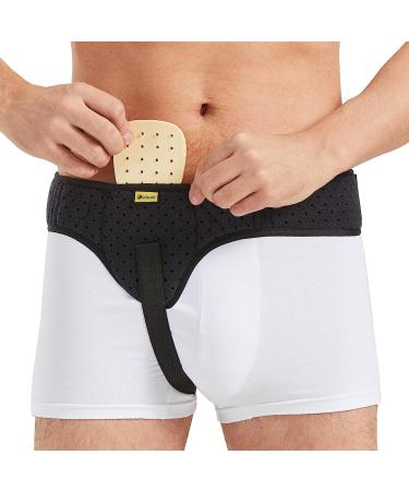 TENB Hernia Belt for Men Groin Support - Inguinal Truss with Adjustable Waist Strap and Compression Pads, Black, Medium - Buy Online on GoSupps.com