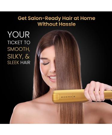 MOEHAIR Professional Titanium Ionic Flat Iron - 1.5" Ceramic Plates Adjustable Temperature Auto Shut Off | Perfect for Straightening Waving & Curling All Hair Types - Buy Online on GoSupps.com