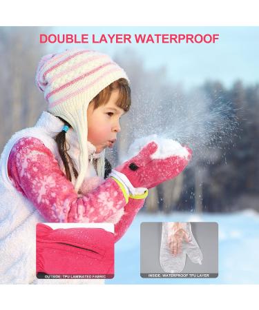 Andake Kids Ski Mittens Gloves | Waterproof & Breathable | Winter Warm Snow Gloves for Ages 4-6 | Toddler Baby Girls and Boys 4-6Y - Pink - Buy Online on GoSupps.com