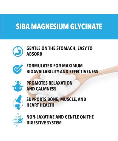 SIBA Magnesium Glycinate 500mg High Absorption Supplement for Sleep Muscle Recovery Nerve Function Bone Health Natural Calm Relaxation Support Vegan Capsules Non GMO 120 Count - Buy Online on GoSupps.com