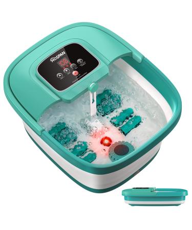 HOSPAN Collapsible Foot Spa with Heat  Bubble  Red Light  and Temperature Control  Foot Bath Massager with 8 Shiatsu Massage Rollers  Pedicure Foot Spa for Relaxation and Stress Relief - FS01A Sky Blue