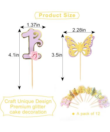 12PCS Butterfly Cupcake Toppers - Girl 1st Birthday Cake Topper Butterfly Party Decor First Boy Birthday Party Cupcake Wedding Anniversary Cupcake Topper Butterfly Flower Photo Props - Buy Online on GoSupps.com