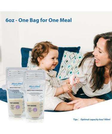 Buy Mommed Breast Milk Storage Bags - 60 Pcs 180ml/6oz Double Sealed for Cooling & Freezing - Ideal for Breastfeeding - Buy Online on GoSupps.com