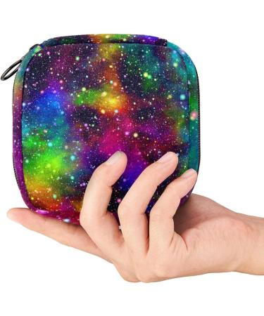 Abstract Colorful Universe Women's Binding-Storage Bag | Rainbow Galaxy Menstrual Pad & Cup Pocket with Zipper - Buy Online on GoSupps.com