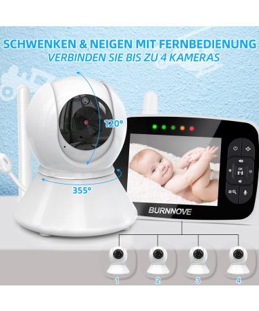 Burnnove Baby Monitor with 3.5-Inch Camera | Remote-Controlled Pan-Tilt | Night Vision 2x Zoom Eco Mode & Temperature Test - Buy Online on GoSupps.com