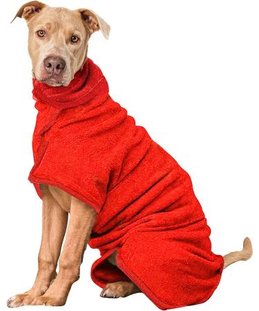 Pettom dog bemper microfiber bathing accessories bathing towel fast -drying dog bathrobe for small medium and large dogs (XXL red) XXL red