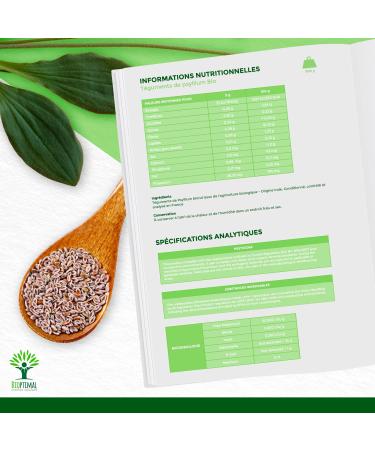 Psyllium Blond Bio - Bioptimal - Teguments de Psyllium - Husk Raw - Cosse non moulue - Riche en Fibre - Digestion Transit Coupe Faim - Origine Inde - Conditionn en France - Certifi Ecocert - 500g 500 g (Lot de 1) - Buy Online on GoSupps.com