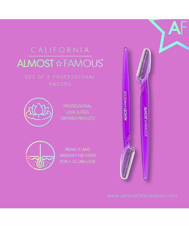 Almost Famous Women's Face Exfoliator Razors - Beauty Grooming Tool for Facial & Body Hair Removal - Purple, 6 Count - Buy Online on GoSupps.com