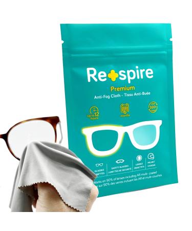 Re+Spire 1 x Eyeglass Anti Fog Cloth l Premium Reusable Microfiber for Glasses with mask or Lenses | Invisible Coating Coating defogging Eyeglasses Grey Microfiber (Premium)