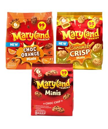 Maryland Cookies Chocolate Chip Minis Maryland Caramel Crisp Mini Cookies and Maryland Chocolate Orange Mini Cookies
