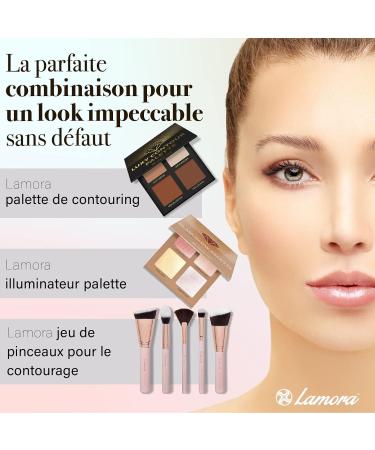 Highlighter Palette Makeup Illuminator Powder Bronzer Kit - With Mirror For Light to Medium Skin Tone - 4 Highly Pigmented Shimmering Colors - Vegan Hypoallergenic - Buy Online on GoSupps.com