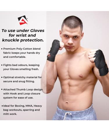 Buy AQF 4M Boxing Hand Wraps for Martial Arts - Elastic Protection Bandages for Men & Women - Ideal for MMA & Boxing - Black Color - Buy Online on GoSupps.com