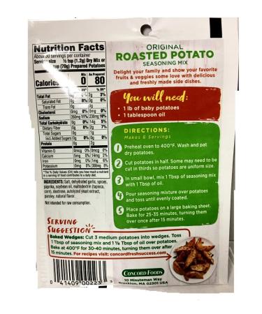 Concord Foods Roasted Potato Seasoning Mix Original - 18 Pack, 1.25 Ounce Pouches - Buy Online on GoSupps.com