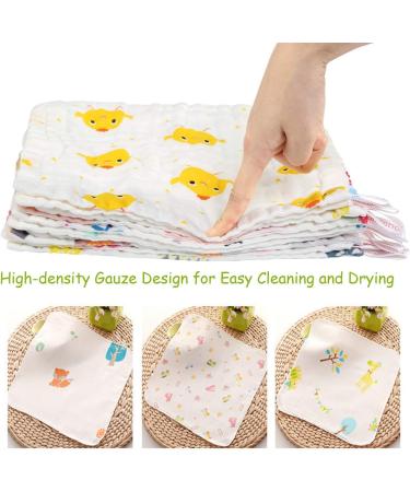 10Pcs Baby Muslin Washcloths - Absorbent & Breathable Cotton Squares for Baby - Soft & Reusable Bath Towel - Random Pattern - Buy Online on GoSupps.com