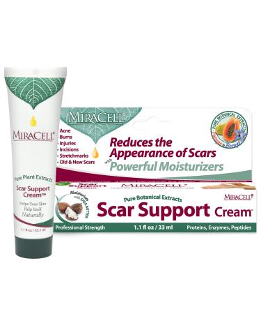MiraCell - Scar Support Cream  Natural Scar Removal Cream  Acne and Burn Scar Cream  Body and Face Scar Cream with Papaya Extract  No Parabens or Glycerin  33.1 mL