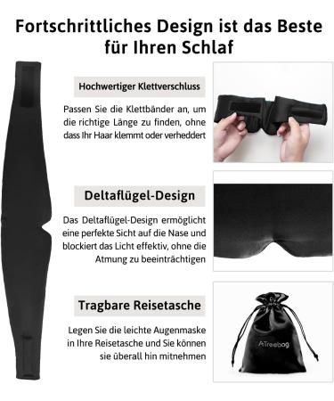 ATREEEBAG Silk Sleep Mask - 100% Skin-Friendly Eye Mask for Men & Women Adjustable Velcro Perfect for Home & Travel (Deep Black) - Buy Online on GoSupps.com