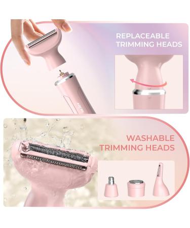 Sejoy All-in-1 Women's Facial Hair Trimmer Painless Electric Clipper for Face Nose Ears & Eyebrows Pink - Buy Online on GoSupps.com