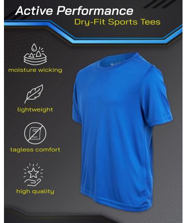 iXtreme Boys' 5-Pack Athletic T-Shirt Set | Dry-Fit Sports Tee (Sizes 6-18) | Black/Green/Royal/Grey/Red | Size 12-14 - Buy Online on GoSupps.com