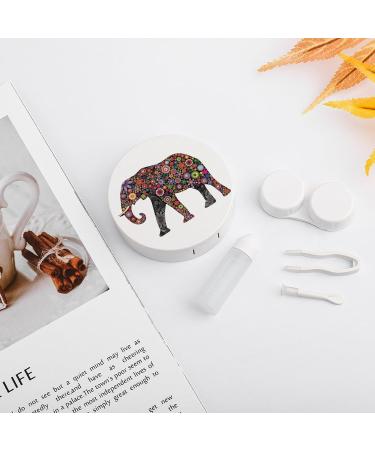 Buy Floral Elephant Round Case for Contact Lens Kit - Cute & Portable Storage Box with Mirror - International Shipping Available - Buy Online on GoSupps.com