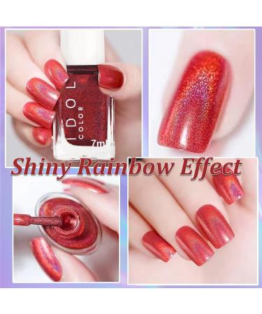 Holographic Nail Polish - Red Glitter Nail Polish - Sparkly Nail Varnish Quick Dry - Colour Changing Chrome Nail Polish - Shiny Metallic Laser Effect - Non Toxic & No Need UV Lamp - Buy Online on GoSupps.com