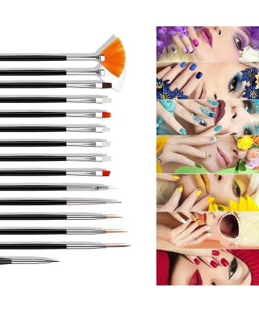 Hanyoushengvance 20pcs Nail Art Design Tools - 15pcs Black Painting Brushes Set with 5pcs Nail Dotting Pens - Buy Online on GoSupps.com