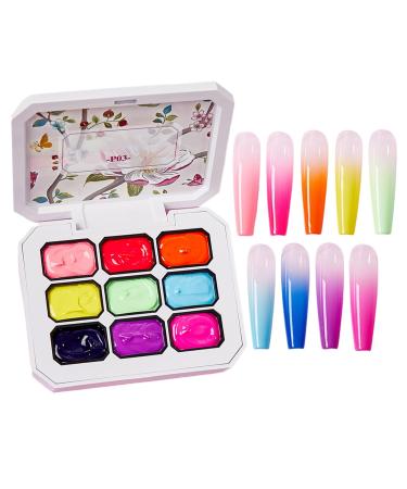 SVCEQZE Painting Gel 225 gml gradient painting gel nail gel palette 9 colors nail gel paint palette nails art kit accessories for home use women and girls