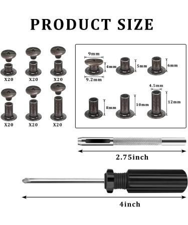 MIGSONDE 120 Sets Chicago Screws Assorted Kit - M5 Binding Screws for DIY Leather Decoration and Book Binding - Round Flat Head Stud Screw Assortment (4/5/6/8/10/12MM X 20 Pcs) Black - Buy Online on GoSupps.com