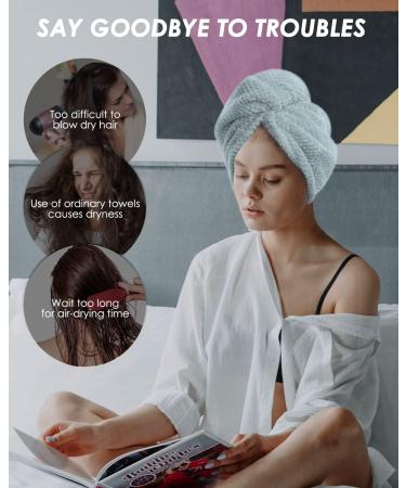 Rantizon Microfibre Hair Towel 3 Pack Super Absorbent Hair Towel Wrap with Button Design Extremely Soft Hair Wrap Towel Traveling Beach Excursions Sports Grey/Pink/Green Microfibre Towel - Buy Online on GoSupps.com