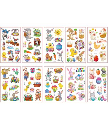 10Sheets Cartoon Temporary Stickers A/B Styles For Creative Body Art Easter Stickers For Boy Girl Easter Party Fa Easter Stickers Set A Series - Buy Online on GoSupps.com