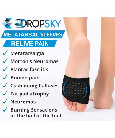 Metatarsal Sleeve Pads with Gel Anti-Slip Design - 2 Pairs (4 Pieces) - Soft Gel Ball of Foot Cushions - Forefoot Cushion Pads for Mortons Neuroma, Calluses, Blisters - Fabric Compression (Black) - Buy Online on GoSupps.com