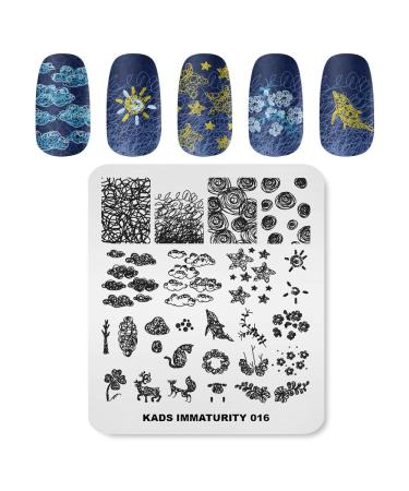 KADS Nail Art Stamping Plates Set Image Template Stencils Pattern with Stamping Plates Holder Case Organizer (IM016)
