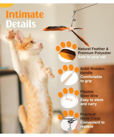 Pawaboo Interactive Cat Toys - 35 Catangel Stable with 2 Springs & Flexible Steel Wire Handle - Magic Wand for Kittens & Cats - Orange - Buy Online on GoSupps.com